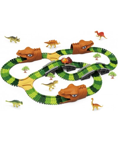 Dinosaur Car Race Track Toy for Boy - 268 Pcs Create a Dinosaur Paradise Racing Track for Dino Lover Flexible Track Playset X...