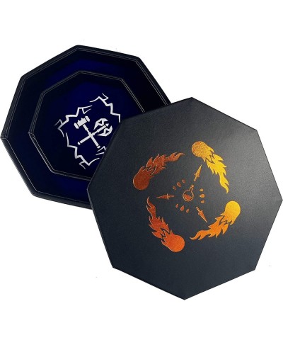 Fantasydice-Nightwatch- Gold Blue -Dice Tray 8" Octagon with Lid and Dice Staging Area- Holds 5 Sets( 7 Dice Set/ Standard) f...